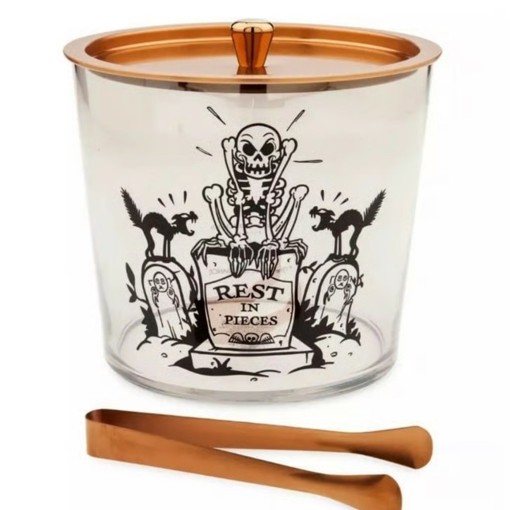 Disney Store Parks Skeleton Dance Ice Bucket Tongs Silly Symphony Halloween NEW